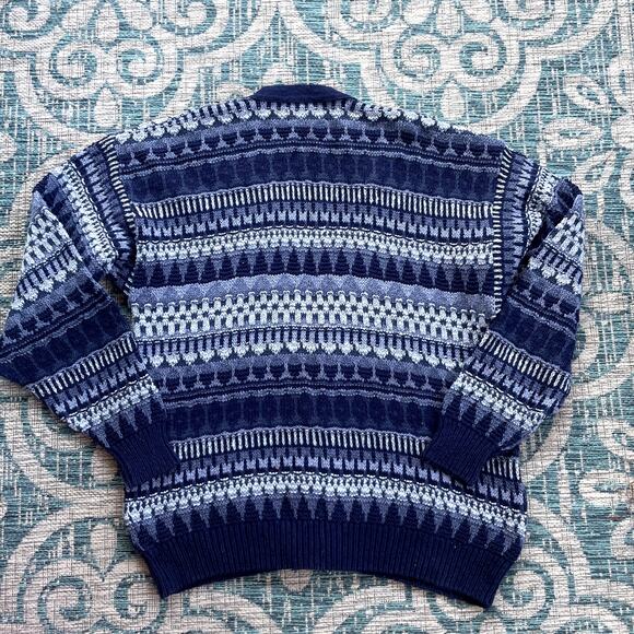 American Portrait Grandpa Cardigan Men's Sweater Blue Made in USA 90s - Size‎ XL - Picture 3 of 5